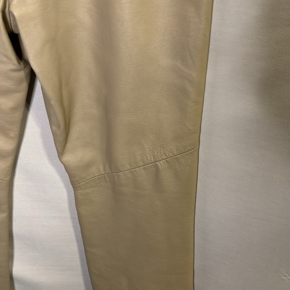 Vintage Margaret Godfrey Neutral Beige Leather Pants Size 10 - Picture 6 of 6